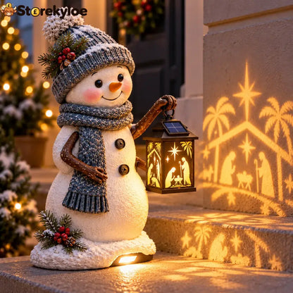 ⛄✨ Snowman Nativity Glow™ – Solar Christmas Step Light with Holy Family Projection 🎄✝️
