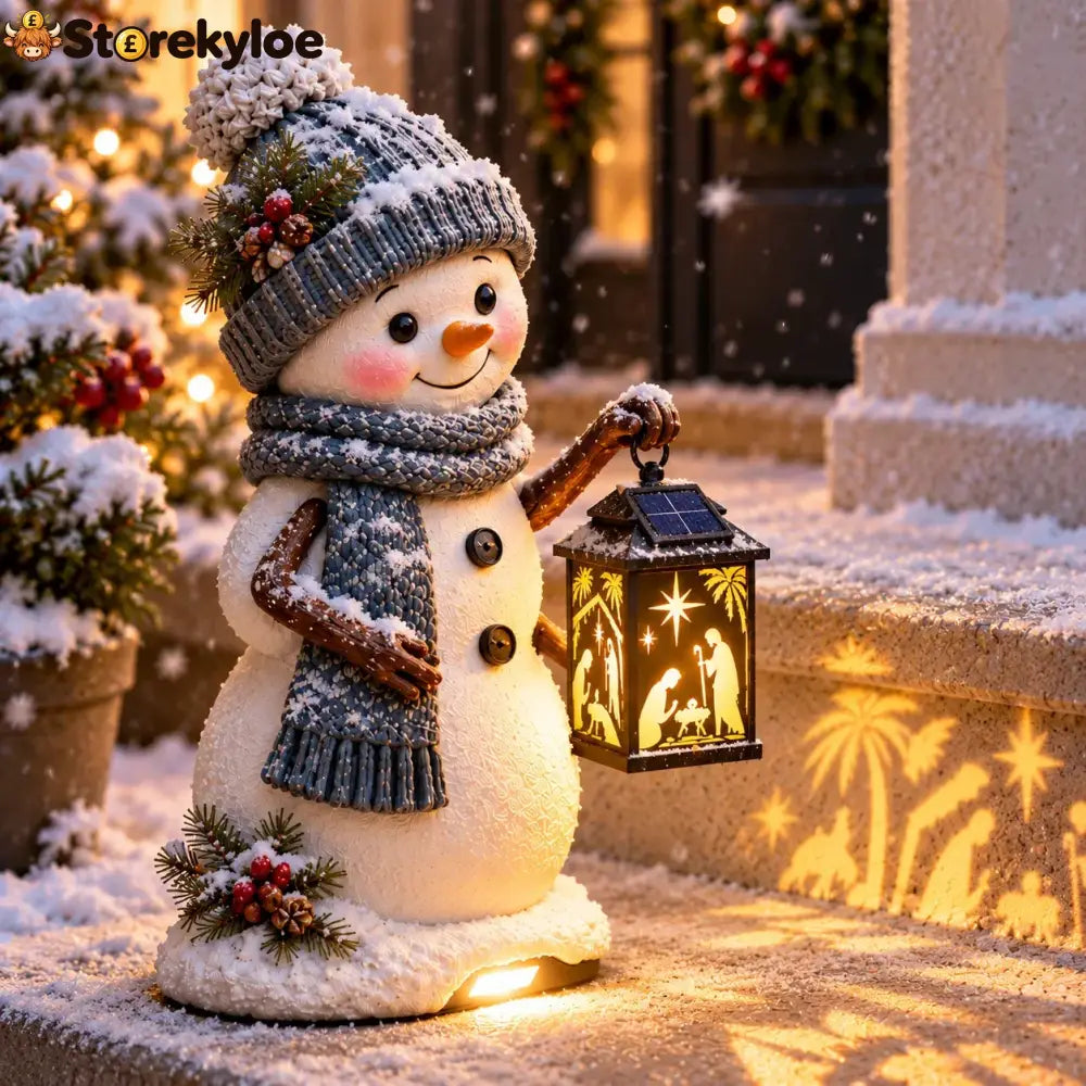 ⛄️🎄snowman Nativity Glow™ – Solar Christmas Step Light With Holy Family Projection🌙 - snowman Nativity Glow