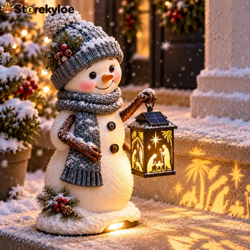 ⛄✨ Snowman Nativity Glow™ – Solar Christmas Step Light with Holy Family Projection 🎄✝️