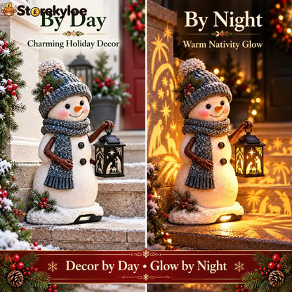 ⛄✨ Snowman Nativity Glow™ – Solar Christmas Step Light with Holy Family Projection 🎄✝️