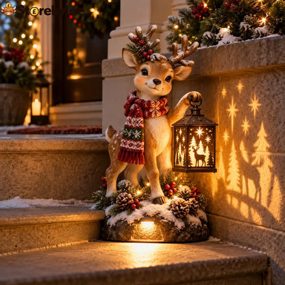 ⛄✨ Snowman Nativity Glow™ – Solar Christmas Step Light with Holy Family Projection 🎄✝️ - 🦌 Reindeer
