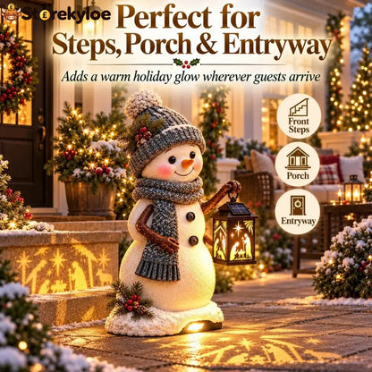 ⛄️🎄snowman Nativity Glow– Solarbetriebene Weihnachts-stufenleuchte Mit Projektion Der Heiligen Familie🌙