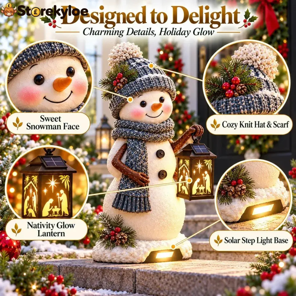 ⛄️🎄snowman Nativity Glow– Solarbetriebene Weihnachts-stufenleuchte Mit Projektion Der Heiligen Familie🌙