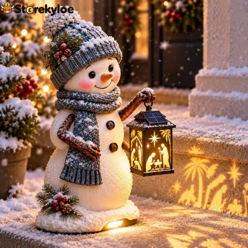⛄️🎄snowman Nativity Glow– Solarbetriebene Weihnachts-stufenleuchte Mit Projektion Der Heiligen Familie🌙