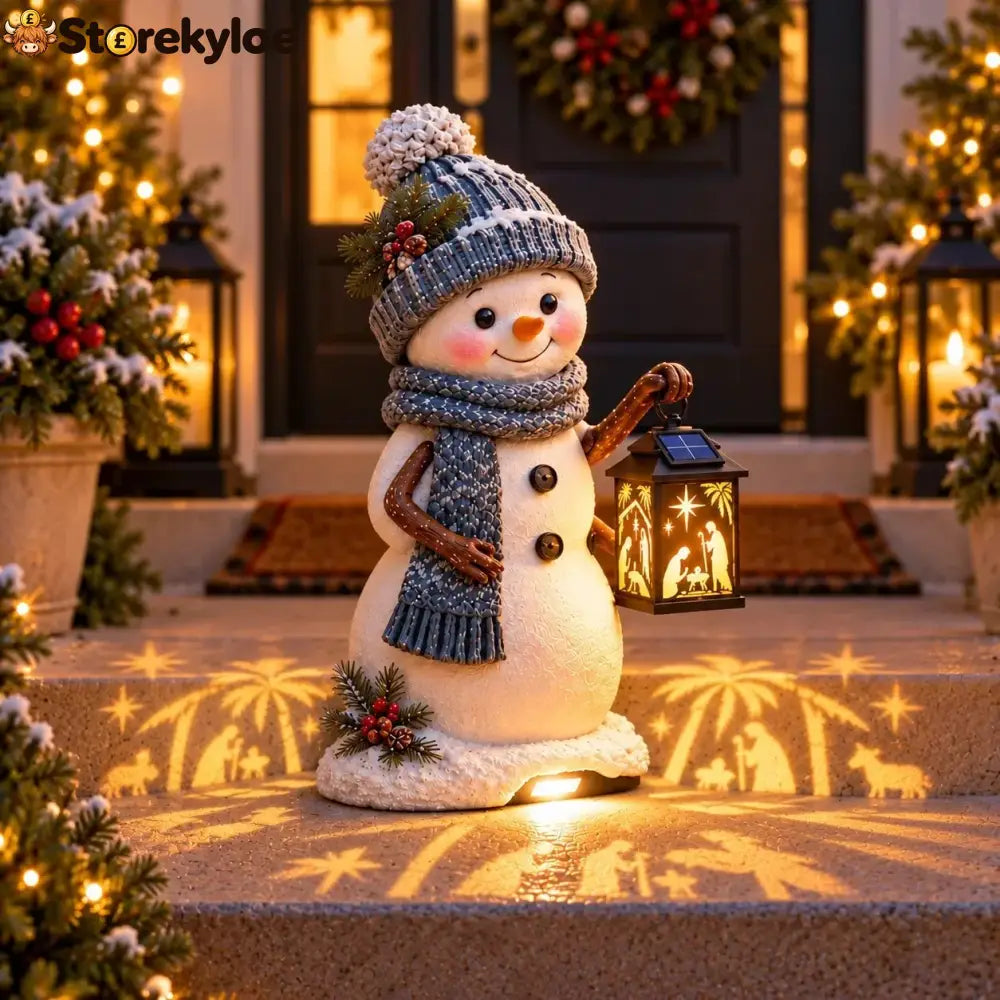 ⛄️🎄snowman Nativity Glow– Solarbetriebene Weihnachts-stufenleuchte Mit Projektion Der Heiligen Familie🌙