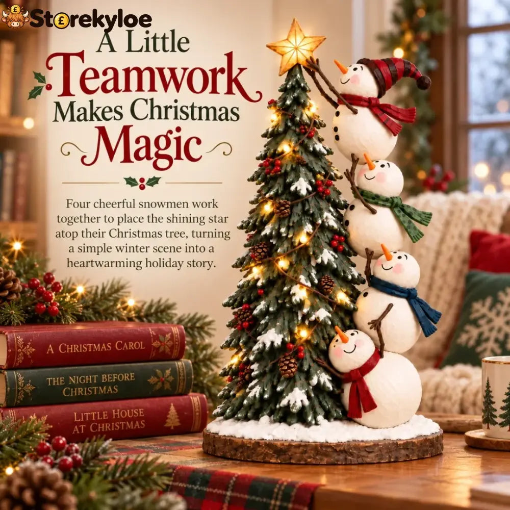 Snowmen Topping the Christmas Tree – Lighted Christmas Figurine