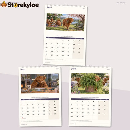🔥Social Battery: Flat 2027 A4 Wall Calendar - Funny Highland Cows