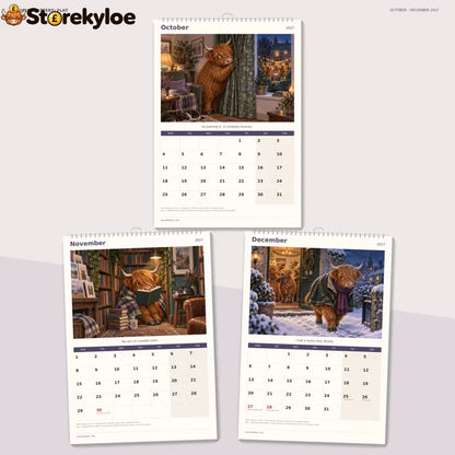 🔥Social Battery: Flat 2027 A4 Wall Calendar - Funny Highland Cows