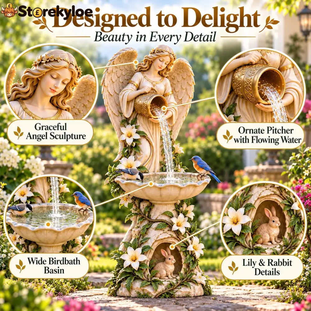 ☀️ Solar Angel Starlight Bird Waterer™ – Lighted Garden Birdbath & Outdoor Decor - Decoration