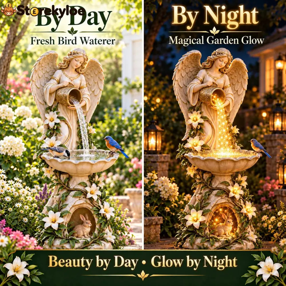 ☀️ Solar Angel Starlight Bird Waterer™ – Lighted Garden Birdbath & Outdoor Decor - Decoration