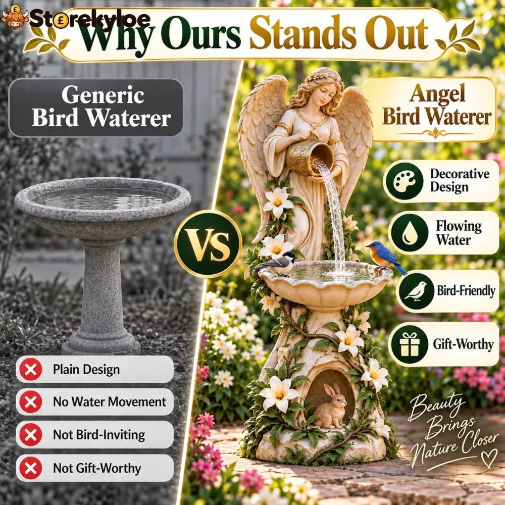 ☀️ Solar Angel Starlight Bird Waterer™ – Lighted Garden Birdbath & Outdoor Decor - Decoration
