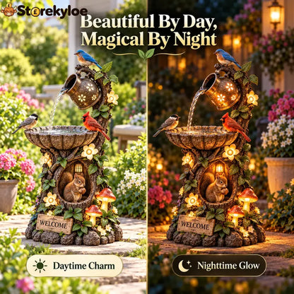 🐿️ Solar Birdbath Fountain Garden Decor – A Cozy Wildlife Haven For Your Yard