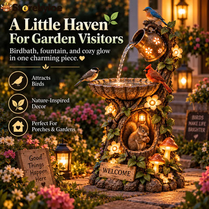 🌿 🐿️Solar Wildlife Garden Fountain – A Peaceful Stop for Birds & Squirrels