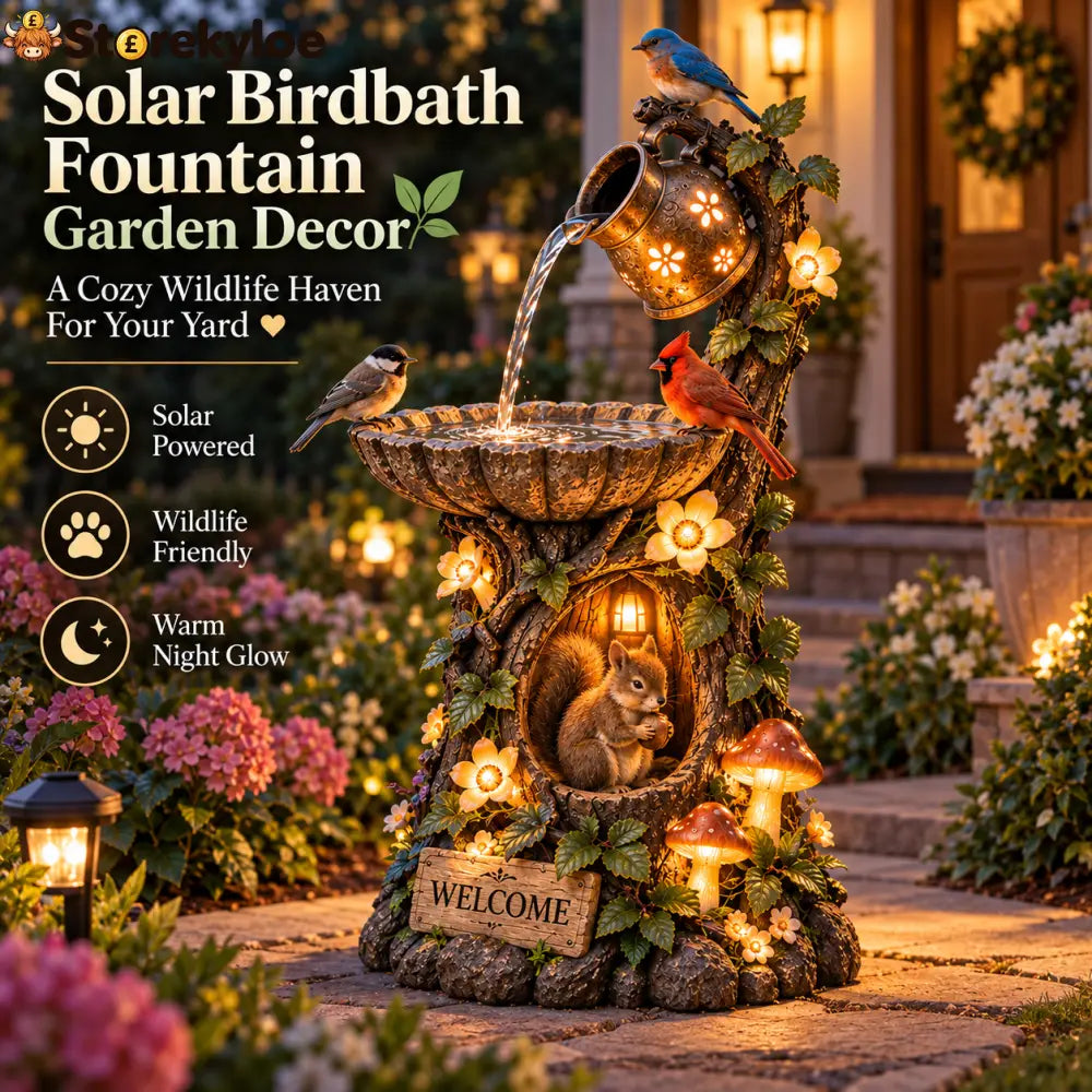 🌿 🐿️Solar Wildlife Garden Fountain – A Peaceful Stop for Birds & Squirrels