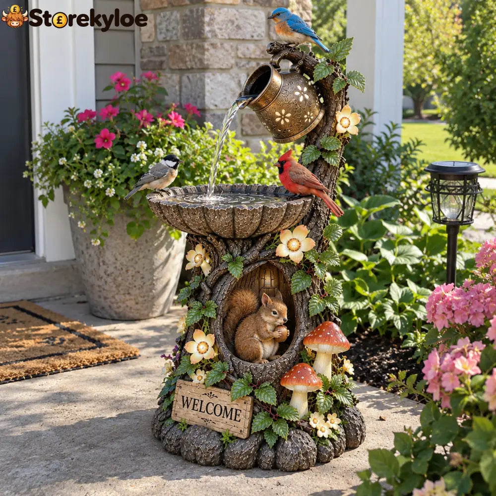 🌿 🐿️Solar Wildlife Garden Fountain – A Peaceful Stop for Birds & Squirrels