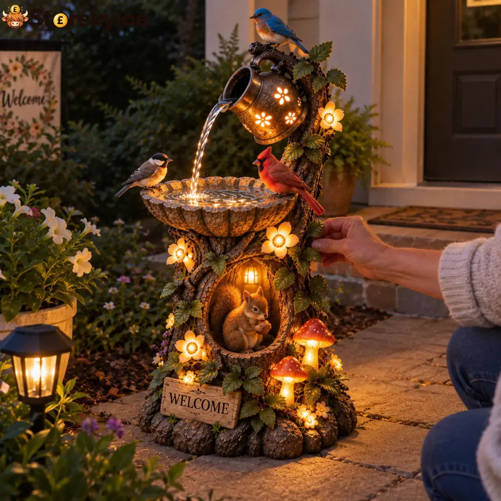 🌿 🐿️Solar Wildlife Garden Fountain – A Peaceful Stop for Birds & Squirrels