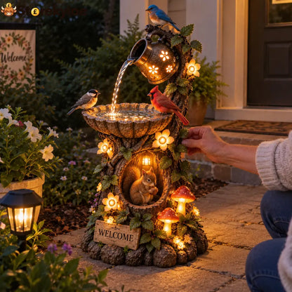 🌿 🐿️Solar Wildlife Garden Fountain – A Peaceful Stop for Birds & Squirrels