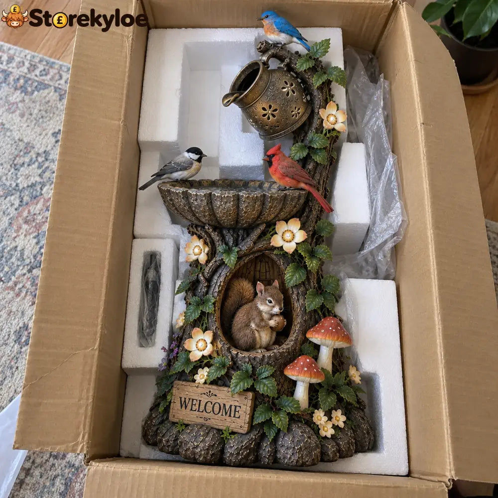 🌿 🐿️Solar Wildlife Garden Fountain – A Peaceful Stop for Birds & Squirrels