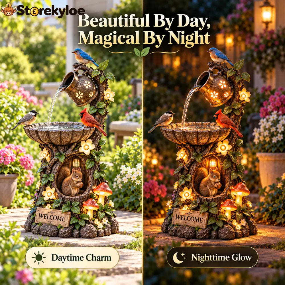 🌿 🐿️Solar Wildlife Garden Fountain – A Peaceful Stop for Birds & Squirrels