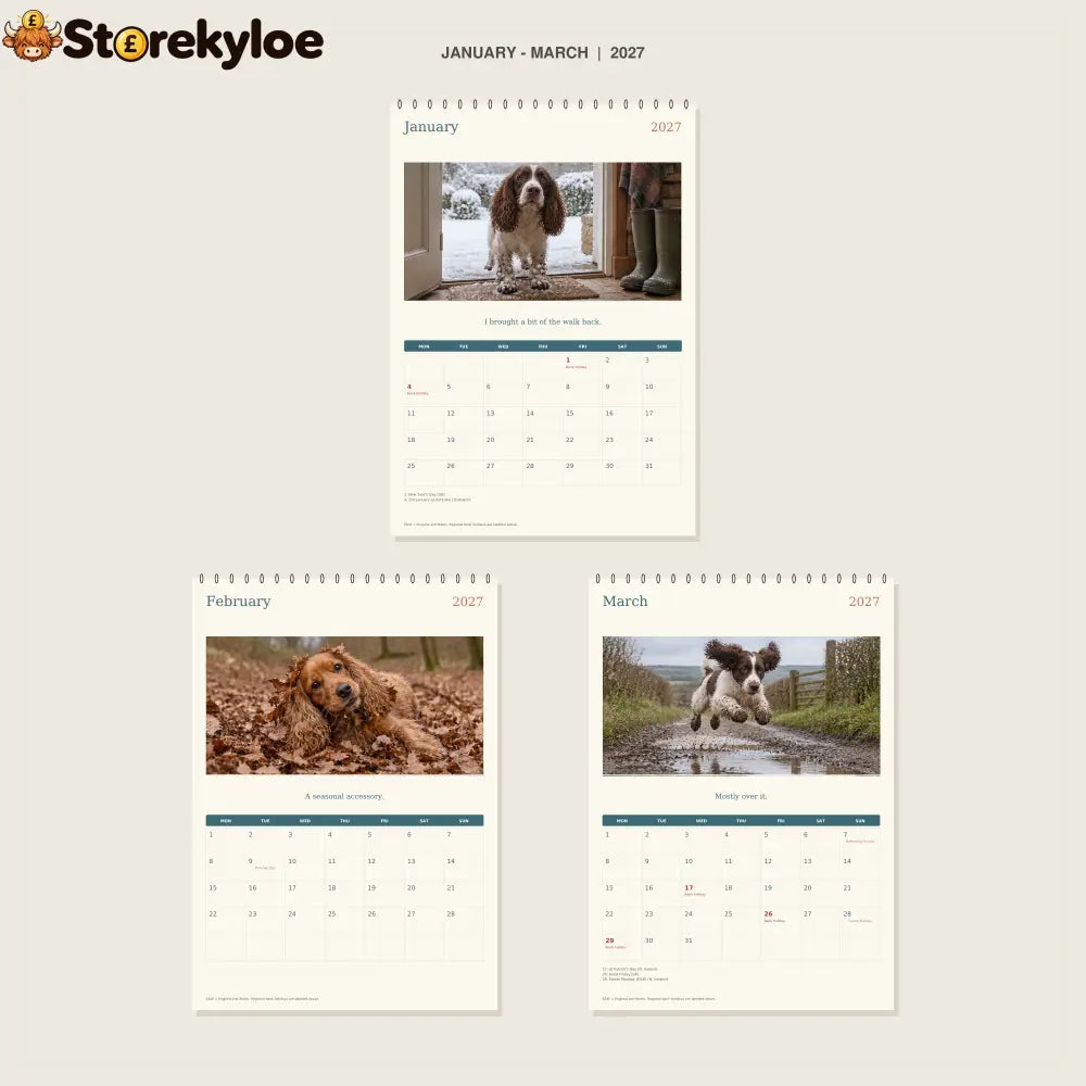 🔥Spaniels: Mud Comes as Standard - 2027 A4 Wall Calendar