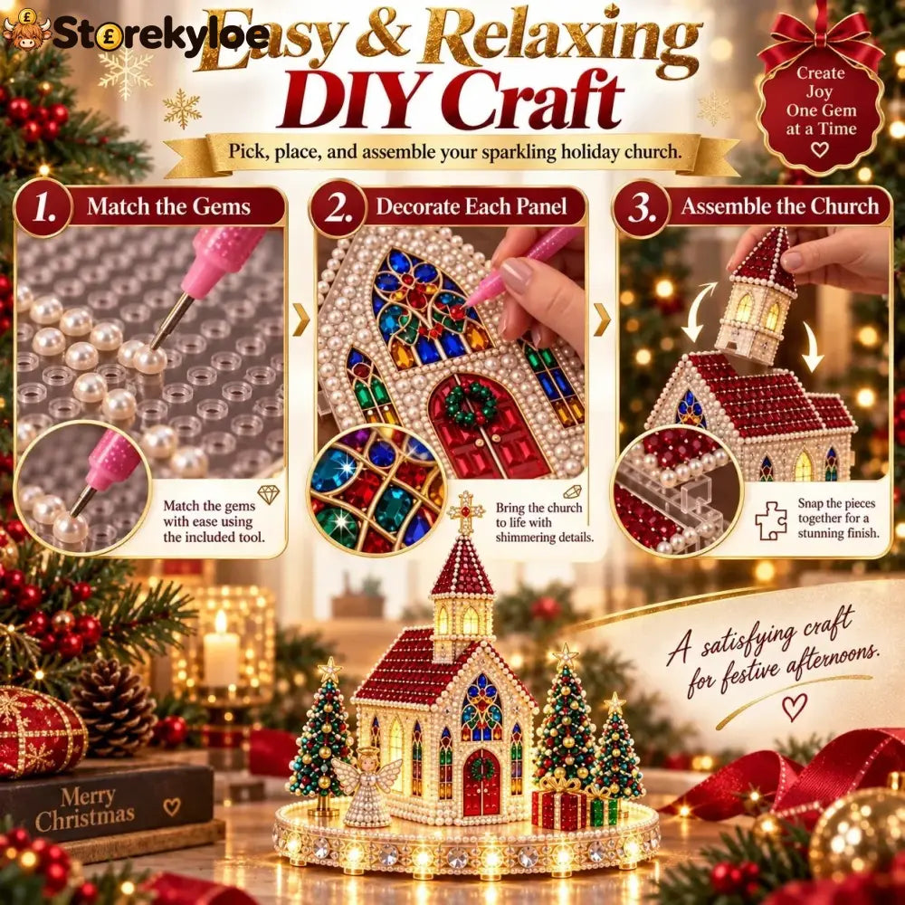 ✨🔥sparkling Christmas Church Diy Gem Art Kit - Church