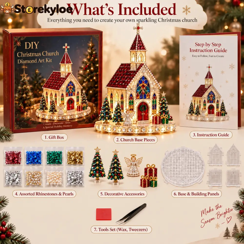 ✨🔥sparkling Christmas Church Diy Gem Art Kit - Church