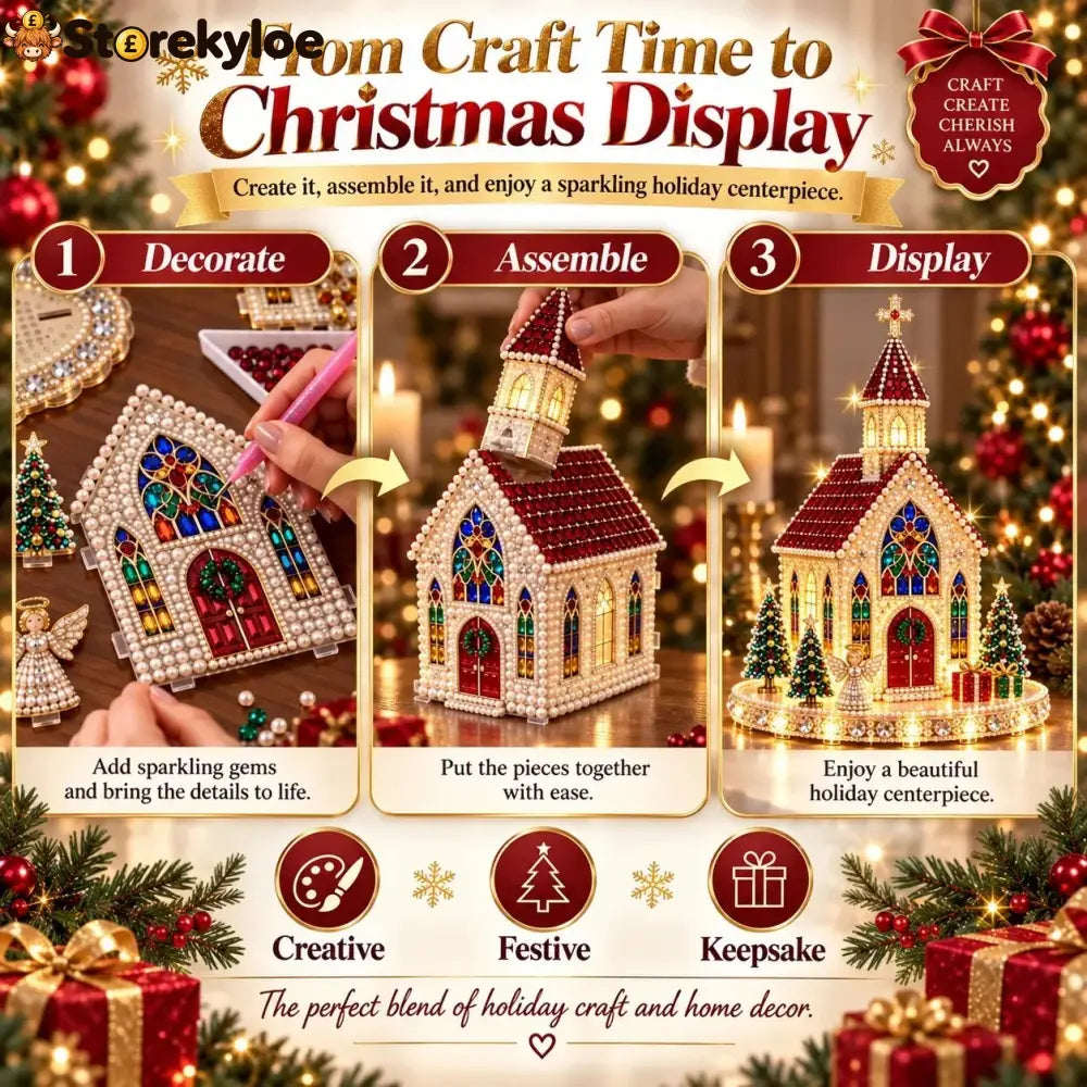 ✨🔥sparkling Christmas Church Diy Gem Art Kit - Church