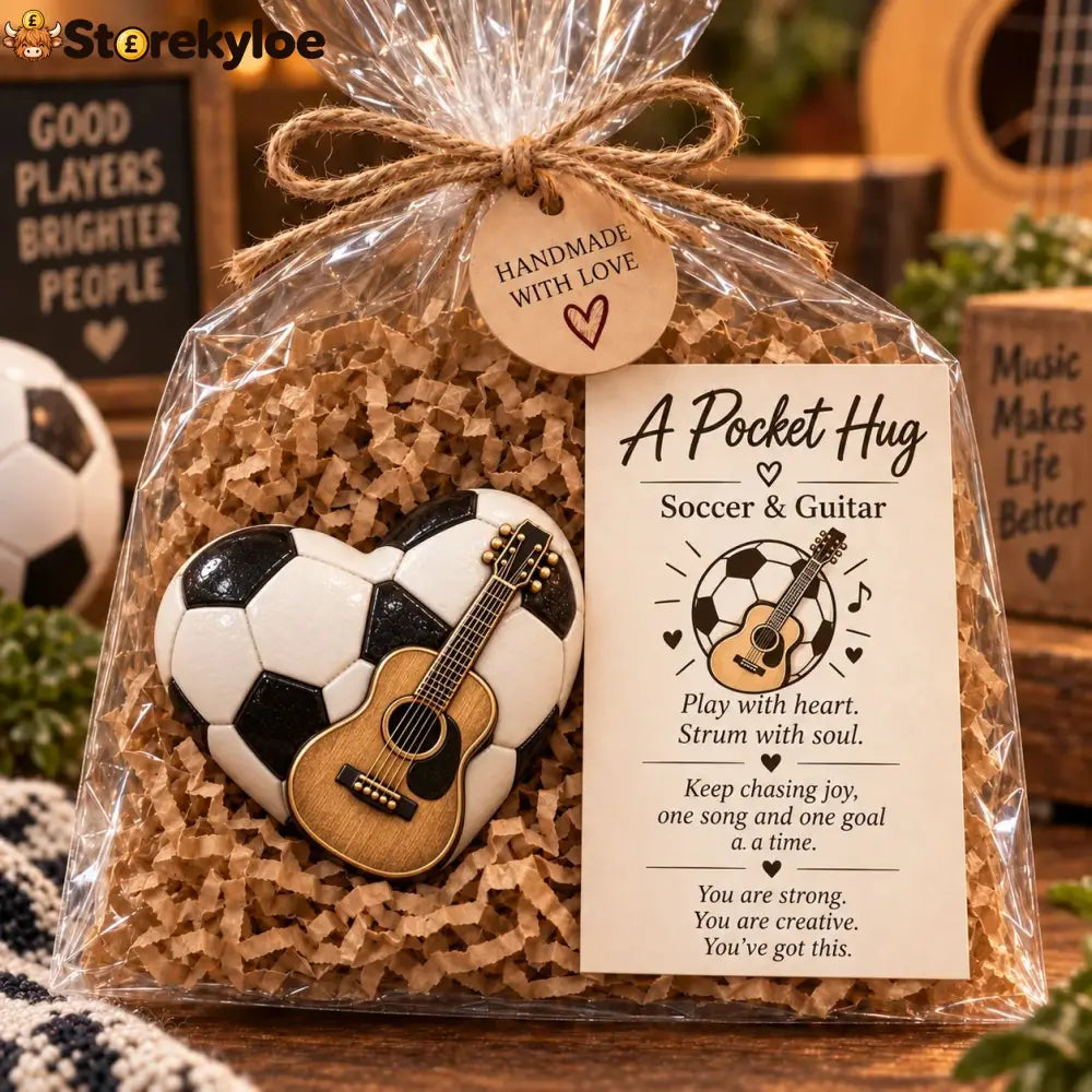 🏆 Sports Pocket Hug – Inspirational Keepsake Gift for Athletes & Sports Lovers ❤️ - ⚽ Soccer & Guitar