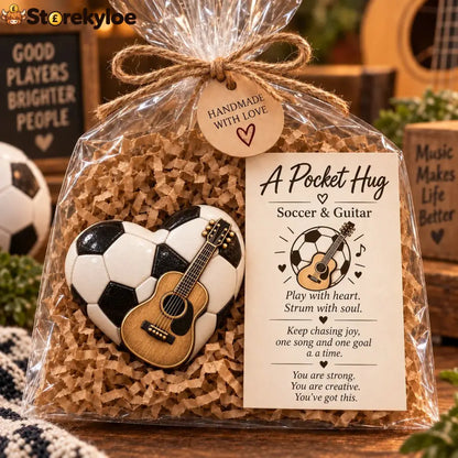 🏆 Sports Pocket Hug – Inspirational Keepsake Gift for Athletes & Sports Lovers ❤️ - ⚽ Soccer & Guitar