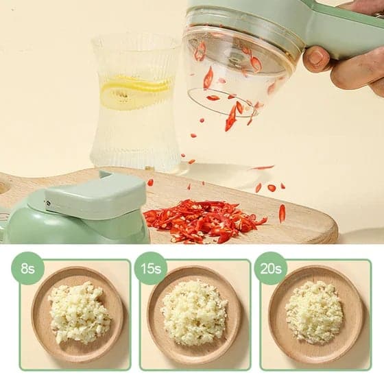 4-in-1 manual electric vegetable cutter set|Multifunction cordless food processor