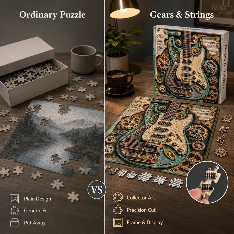 🎸 Steampunk Guitar Puzzle – Fun DIY Project, Perfect Gift & Unique Room Decor