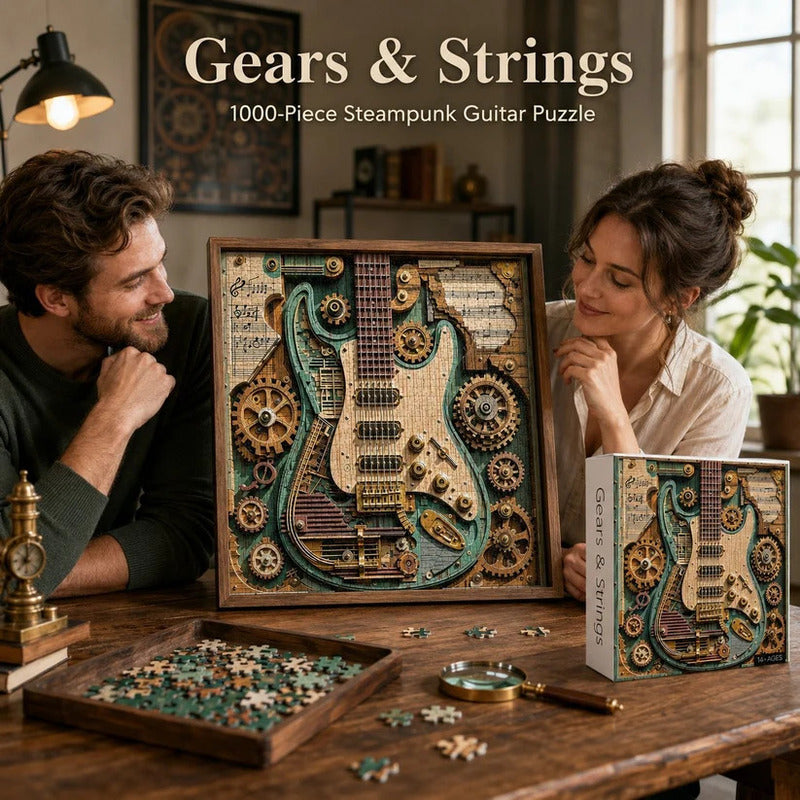 🎸 Steampunk Guitar Puzzle – Fun DIY Project, Perfect Gift & Unique Room Decor