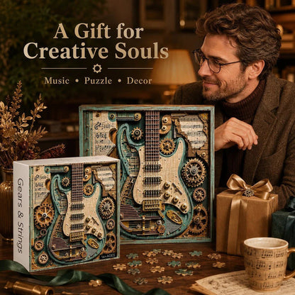 🎸 Steampunk Guitar Puzzle – Fun DIY Project, Perfect Gift & Unique Room Decor