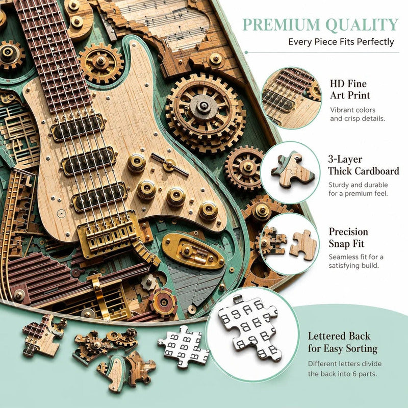 🎸 Steampunk Guitar Puzzle – Fun DIY Project, Perfect Gift & Unique Room Decor