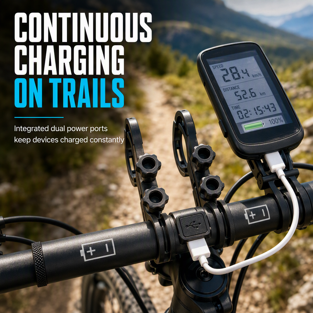 📢📢50% OFF !! ⏰ Bike Handlebar Extender – USB Power, Waterproof & Dual Mount – More Space, Cleaner Cockpit 🛡️