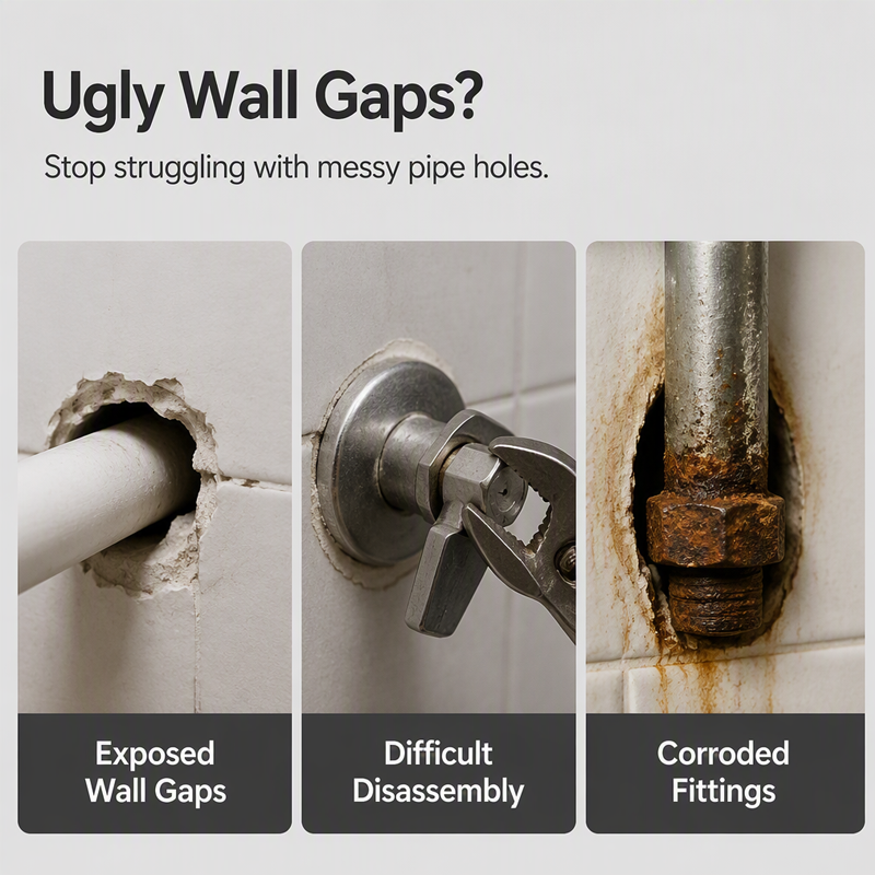 🧲 Split Pipe Cover with Magnetic Closure – No Tools Needed, Decorative Ring for Any Faucet