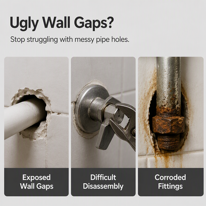 🧲 Split Pipe Cover with Magnetic Closure – No Tools Needed, Decorative Ring for Any Faucet