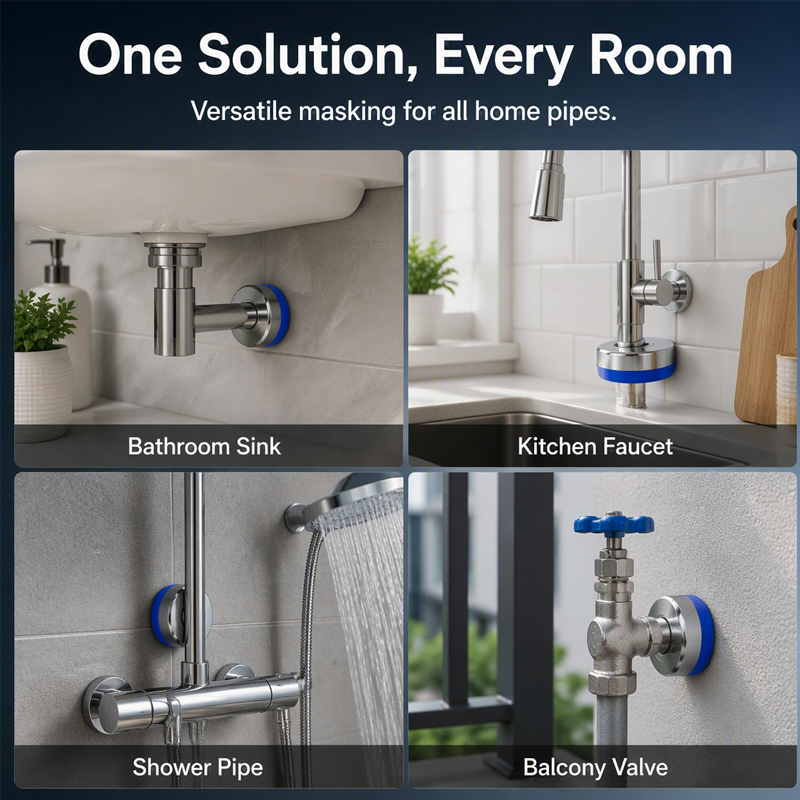 🧲 Split Pipe Cover with Magnetic Closure – No Tools Needed, Decorative Ring for Any Faucet