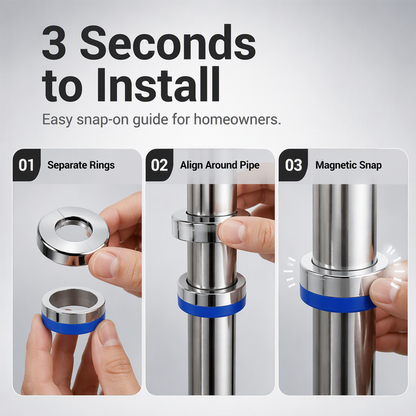 🧲 Split Pipe Cover with Magnetic Closure – No Tools Needed, Decorative Ring for Any Faucet