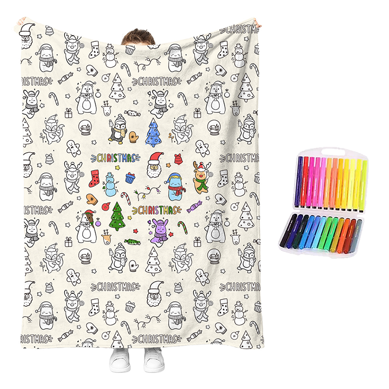 🏆 LIMITED-TIME 50% OFF! 🎨 DIY Coloring Blanket Kit: Ultra-Soft, Skin-Friendly, Washable Markers, Creative Fun for Kids & Adults
