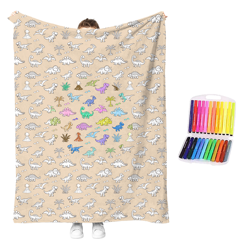 🏆 LIMITED-TIME 50% OFF! 🎨 DIY Coloring Blanket Kit: Ultra-Soft, Skin-Friendly, Washable Markers, Creative Fun for Kids & Adults