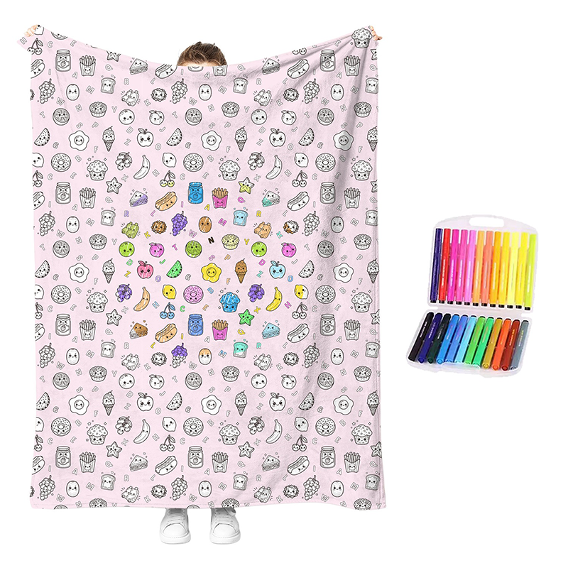 🏆 LIMITED-TIME 50% OFF! 🎨 DIY Coloring Blanket Kit: Ultra-Soft, Skin-Friendly, Washable Markers, Creative Fun for Kids & Adults
