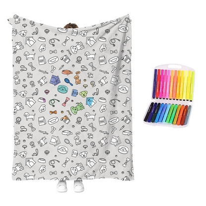 🏆 LIMITED-TIME 50% OFF! 🎨 DIY Coloring Blanket Kit: Ultra-Soft, Skin-Friendly, Washable Markers, Creative Fun for Kids & Adults