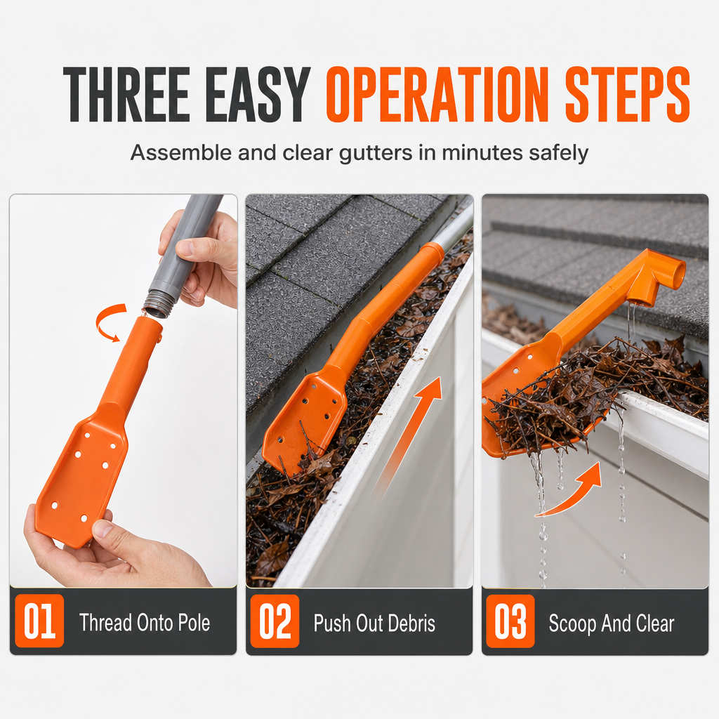 🍂 Ground-Level Gutter Cleaning Tool | Adjustable