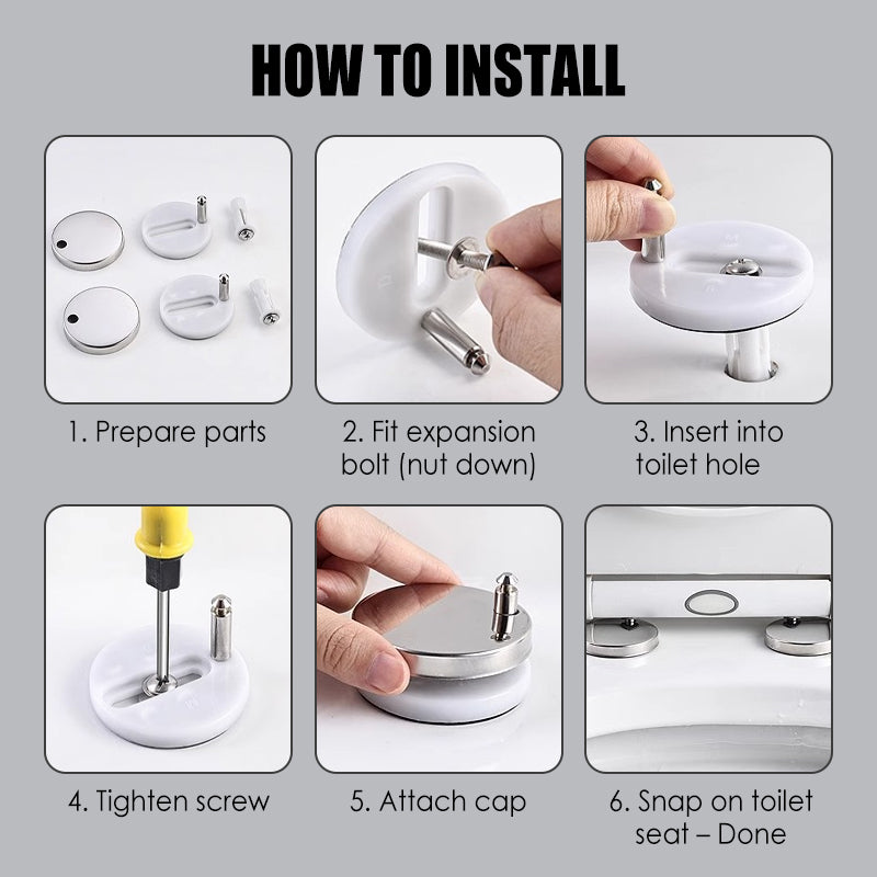 🚽 Stop Wobbly Seats! Universal Toilet Seat Fixing Kit, Simple DIY Installation
