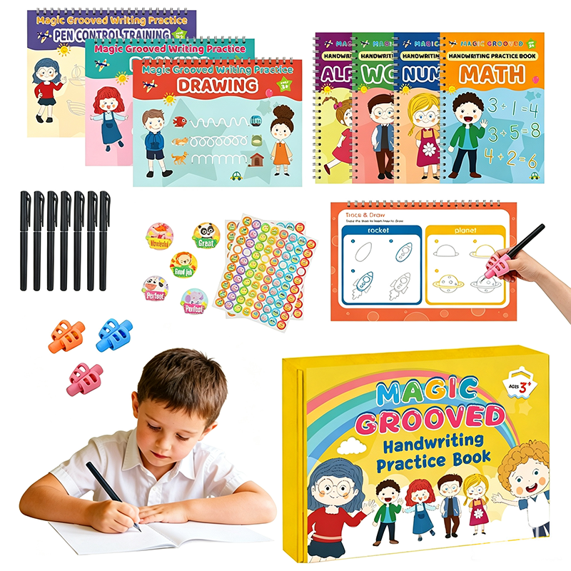 📢📢48% OFF !! ⏰Magic Grooved Handwriting Practice Book Set