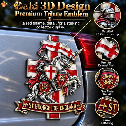 🛡️ “st George For England” Protection & Blessing Commemorative Metal Car Emblem - Buy 1 / Approx. 7-8 in