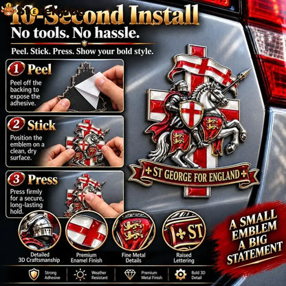 🛡️ “st George For England” Protection & Blessing Commemorative Metal Car Emblem - Buy 1 / Approx. 7-8 in