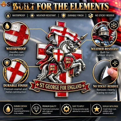 🛡️ “st George For England” Protection & Blessing Commemorative Metal Car Emblem - Buy 1 / Approx. 7-8 in