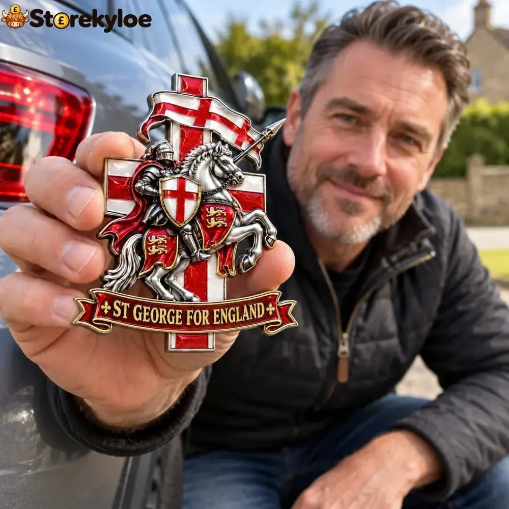 🛡️ “st George For England” Protection & Blessing Commemorative Metal Car Emblem - Buy 1 / Approx. 7-8 in